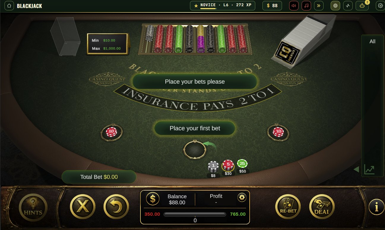 Place your bets - chip rack, table minimum and maximum, two bots seated