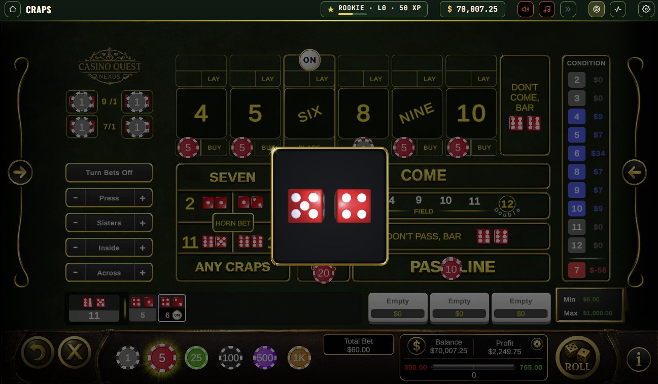Dice mid-roll with the condition panel live